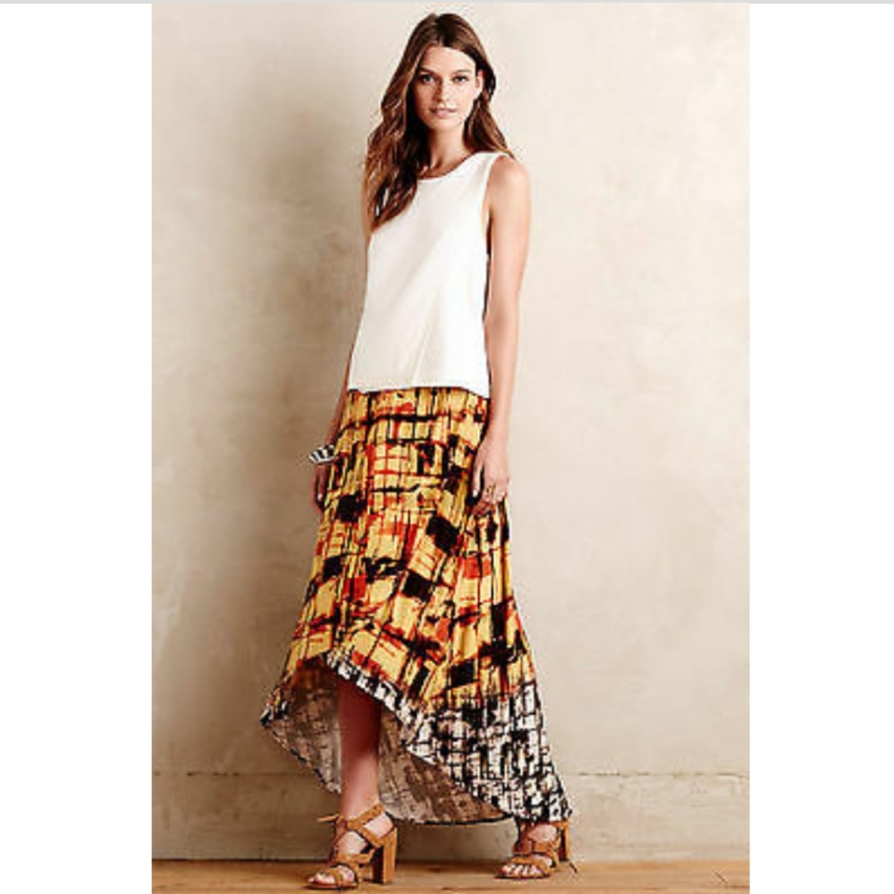 {Anthro} Ranna Gill "Sunlit Plaid" maxi wrap skirt
